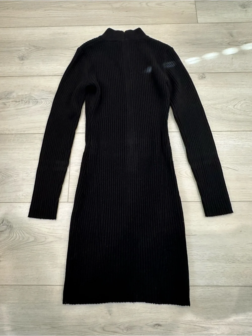 Michael Michael Kors Black Ribbed Knit Mock Neck Sweater Dress S